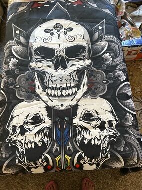 Amazon Black and White Skull Tapestry with Accent Colors